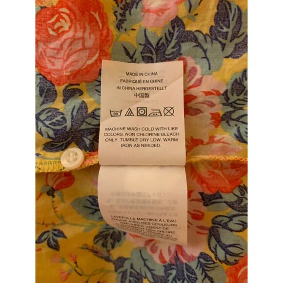 J.Crew Liberty Fabrics Women's Size 2 Yellow Floral Long Sleeve Button Top Shirt - Picture 12 of 12